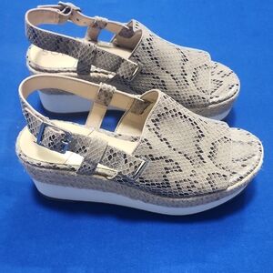 Sole Society Beige Snakeskin Wedges